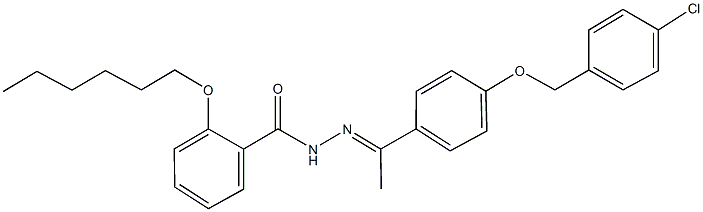 N'-(1-{4-[(4-chlorobenzyl)oxy]phenyl}ethylidene)-2-(hexyloxy)benzohydrazide Struktur