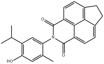 2-(4-hydroxy-5-isopropyl-2-methylphenyl)-6,7-dihydro-1H-indeno[6,7,1-def]isoquinoline-1,3(2H)-dione Struktur