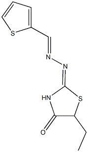 2-thiophenecarbaldehyde (5-ethyl-4-oxo-1,3-thiazolidin-2-ylidene)hydrazone Struktur