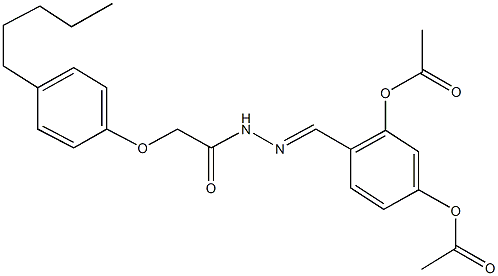 3-(acetyloxy)-4-{2-[(4-pentylphenoxy)acetyl]carbohydrazonoyl}phenyl acetate Struktur