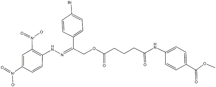 methyl 4-({5-[2-({2,4-bisnitrophenyl}hydrazono)-2-(4-bromophenyl)ethoxy]-5-oxopentanoyl}amino)benzoate Struktur