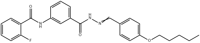 2-fluoro-N-[3-({2-[4-(pentyloxy)benzylidene]hydrazino}carbonyl)phenyl]benzamide Struktur