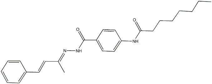 N-(4-{[2-(1-methyl-3-phenyl-2-propenylidene)hydrazino]carbonyl}phenyl)octanamide Struktur