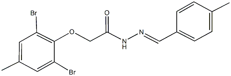 2-(2,6-dibromo-4-methylphenoxy)-N'-(4-methylbenzylidene)acetohydrazide Struktur