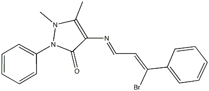 4-[(3-bromo-3-phenyl-2-propenylidene)amino]-1,5-dimethyl-2-phenyl-1,2-dihydro-3H-pyrazol-3-one Struktur