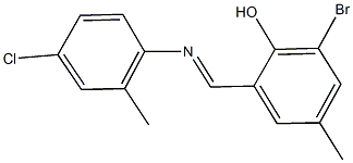 2-bromo-6-{[(4-chloro-2-methylphenyl)imino]methyl}-4-methylphenol Struktur