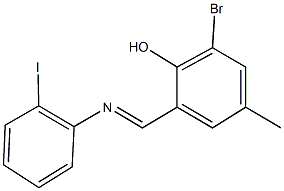 2-bromo-6-{[(2-iodophenyl)imino]methyl}-4-methylphenol Struktur