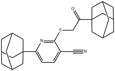 6-(1-adamantyl)-2-{[2-(1-adamantyl)-2-oxoethyl]sulfanyl}nicotinonitrile Struktur