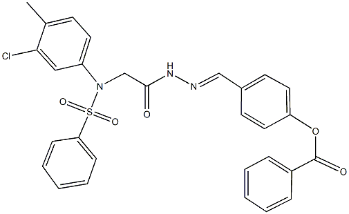 4-(2-{[3-chloro-4-methyl(phenylsulfonyl)anilino]acetyl}carbohydrazonoyl)phenyl benzoate Struktur