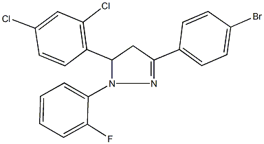 3-(4-bromophenyl)-5-(2,4-dichlorophenyl)-1-(2-fluorophenyl)-4,5-dihydro-1H-pyrazole Struktur