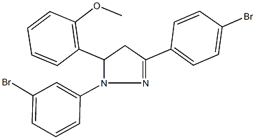 1-(3-bromophenyl)-3-(4-bromophenyl)-5-(2-methoxyphenyl)-4,5-dihydro-1H-pyrazole Struktur