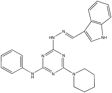 1H-indole-3-carbaldehyde [4-anilino-6-(1-piperidinyl)-1,3,5-triazin-2-yl]hydrazone Struktur