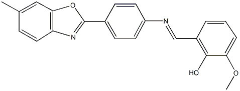 2-methoxy-6-({[4-(6-methyl-1,3-benzoxazol-2-yl)phenyl]imino}methyl)phenol Struktur