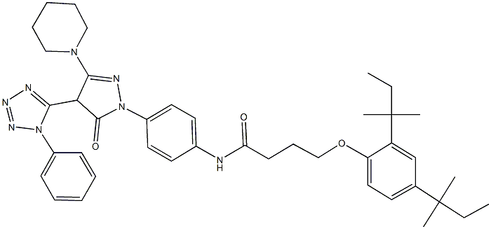 4-(2,4-ditert-pentylphenoxy)-N-{4-[5-oxo-4-(1-phenyl-1H-tetraazol-5-yl)-3-(1-piperidinyl)-4,5-dihydro-1H-pyrazol-1-yl]phenyl}butanamide Struktur