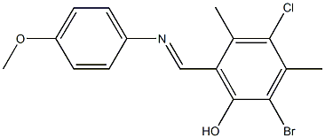 2-bromo-4-chloro-6-{[(4-methoxyphenyl)imino]methyl}-3,5-dimethylphenol Struktur