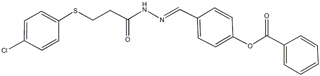 4-(2-{3-[(4-chlorophenyl)sulfanyl]propanoyl}carbohydrazonoyl)phenyl benzoate Struktur