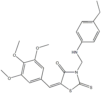 3-[(4-ethylanilino)methyl]-2-thioxo-5-(3,4,5-trimethoxybenzylidene)-1,3-thiazolidin-4-one Struktur