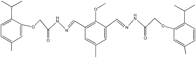 2-(2-isopropyl-5-methylphenoxy)-N'-(3-{2-[(2-isopropyl-5-methylphenoxy)acetyl]carbohydrazonoyl}-2-methoxy-5-methylbenzylidene)acetohydrazide Struktur