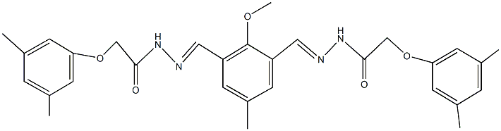 2-(3,5-dimethylphenoxy)-N'-(3-{2-[(3,5-dimethylphenoxy)acetyl]carbohydrazonoyl}-2-methoxy-5-methylbenzylidene)acetohydrazide Struktur