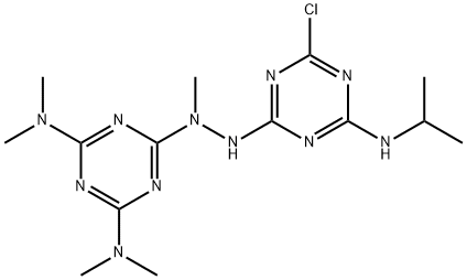 N-(4-{2-[4,6-bis(dimethylamino)-1,3,5-triazin-2-yl]-2-methylhydrazino}-6-chloro-1,3,5-triazin-2-yl)-N-isopropylamine Struktur