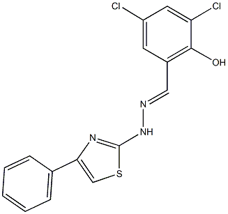 3,5-dichloro-2-hydroxybenzaldehyde (4-phenyl-1,3-thiazol-2-yl)hydrazone Struktur