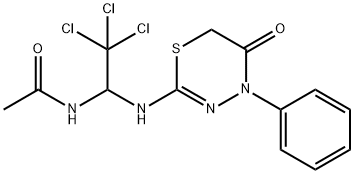 N-{2,2,2-trichloro-1-[(5-oxo-4-phenyl-5,6-dihydro-4H-1,3,4-thiadiazin-2-yl)amino]ethyl}acetamide Struktur