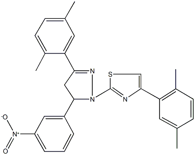 4-(2,5-dimethylphenyl)-2-(3-(2,5-dimethylphenyl)-5-{3-nitrophenyl}-4,5-dihydro-1H-pyrazol-1-yl)-1,3-thiazole Struktur