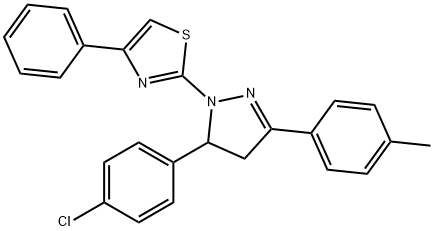 2-[5-(4-chlorophenyl)-3-(4-methylphenyl)-4,5-dihydro-1H-pyrazol-1-yl]-4-phenyl-1,3-thiazole Struktur