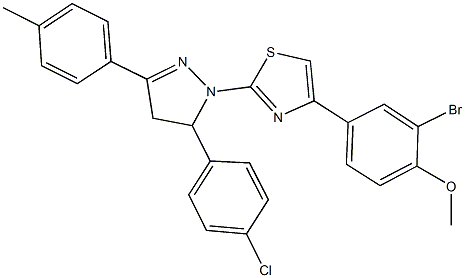 2-bromo-4-{2-[5-(4-chlorophenyl)-3-(4-methylphenyl)-4,5-dihydro-1H-pyrazol-1-yl]-1,3-thiazol-4-yl}phenyl methyl ether Struktur