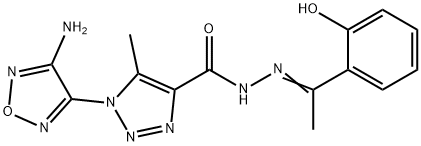 1-(4-amino-1,2,5-oxadiazol-3-yl)-N'-[1-(2-hydroxyphenyl)ethylidene]-5-methyl-1H-1,2,3-triazole-4-carbohydrazide Struktur