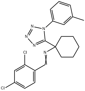 N-(2,4-dichlorobenzylidene)-N-{1-[1-(3-methylphenyl)-1H-tetraazol-5-yl]cyclohexyl}amine Struktur