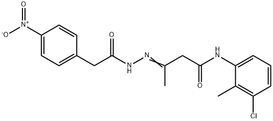 N-(3-chloro-2-methylphenyl)-3-[({4-nitrophenyl}acetyl)hydrazono]butanamide Struktur