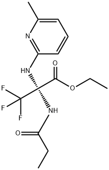 ethyl 3,3,3-trifluoro-2-[(6-methyl-2-pyridinyl)amino]-2-(propionylamino)propanoate Struktur