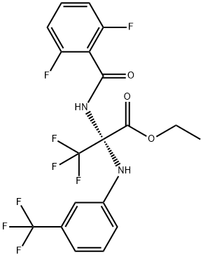 ethyl 2-[(2,6-difluorobenzoyl)amino]-3,3,3-trifluoro-2-[3-(trifluoromethyl)anilino]propanoate Struktur