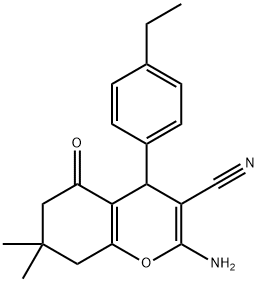 2-amino-4-(4-ethylphenyl)-7,7-dimethyl-5-oxo-5,6,7,8-tetrahydro-4H-chromene-3-carbonitrile Struktur