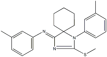 N-(3-methylphenyl)-N-[1-(3-methylphenyl)-2-(methylsulfanyl)-1,3-diazaspiro[4.5]dec-2-en-4-ylidene]amine Struktur