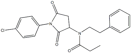 N-[1-(4-chlorophenyl)-2,5-dioxo-3-pyrrolidinyl]-N-(2-phenylethyl)propanamide Struktur