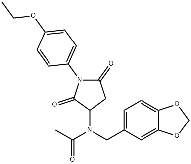 N-(1,3-benzodioxol-5-ylmethyl)-N-[1-(4-ethoxyphenyl)-2,5-dioxopyrrolidin-3-yl]acetamide Struktur