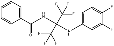 N-[1-(3,4-difluoroanilino)-2,2,2-trifluoro-1-(trifluoromethyl)ethyl]benzamide Struktur