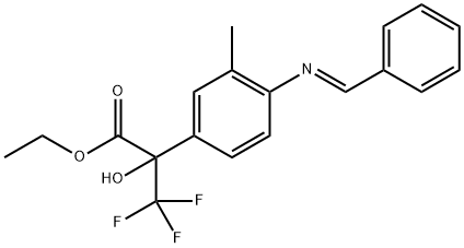 ethyl 2-[4-(benzylideneamino)-3-methylphenyl]-3,3,3-trifluoro-2-hydroxypropanoate Struktur