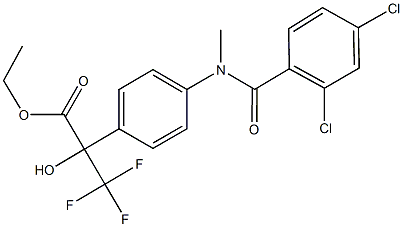 ethyl 2-{4-[(2,4-dichlorobenzoyl)(methyl)amino]phenyl}-3,3,3-trifluoro-2-hydroxypropanoate Struktur