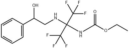 ethyl 2,2,2-trifluoro-1-[(2-hydroxy-2-phenylethyl)amino]-1-(trifluoromethyl)ethylcarbamate Struktur