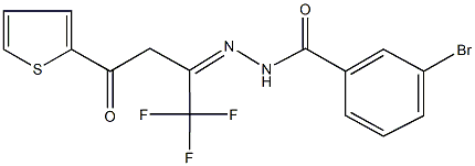 3-bromo-N'-[3-oxo-3-(2-thienyl)-1-(trifluoromethyl)propylidene]benzohydrazide Struktur