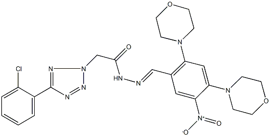 2-[5-(2-chlorophenyl)-2H-tetraazol-2-yl]-N'-[5-nitro-2,4-di(4-morpholinyl)benzylidene]acetohydrazide Struktur