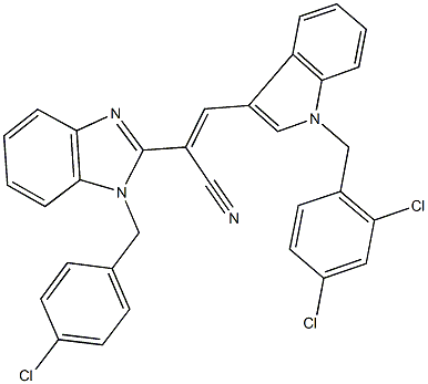 2-[1-(4-chlorobenzyl)-1H-benzimidazol-2-yl]-3-[1-(2,4-dichlorobenzyl)-1H-indol-3-yl]acrylonitrile Struktur