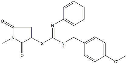 1-methyl-2,5-dioxo-3-pyrrolidinyl N-(4-methoxybenzyl)-N'-phenylimidothiocarbamate Struktur