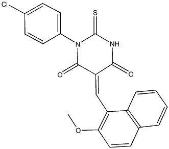 1-(4-chlorophenyl)-5-[(2-methoxy-1-naphthyl)methylene]-2-thioxodihydro-4,6(1H,5H)-pyrimidinedione Struktur