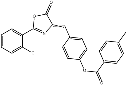 4-[(2-(2-chlorophenyl)-5-oxo-1,3-oxazol-4(5H)-ylidene)methyl]phenyl 4-methylbenzoate Struktur