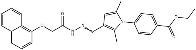 ethyl 4-(2,5-dimethyl-3-{2-[(1-naphthyloxy)acetyl]carbohydrazonoyl}-1H-pyrrol-1-yl)benzoate Struktur