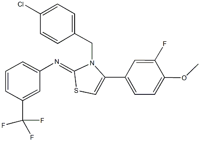 N-(3-(4-chlorobenzyl)-4-(3-fluoro-4-methoxyphenyl)-1,3-thiazol-2(3H)-ylidene)-N-[3-(trifluoromethyl)phenyl]amine Struktur